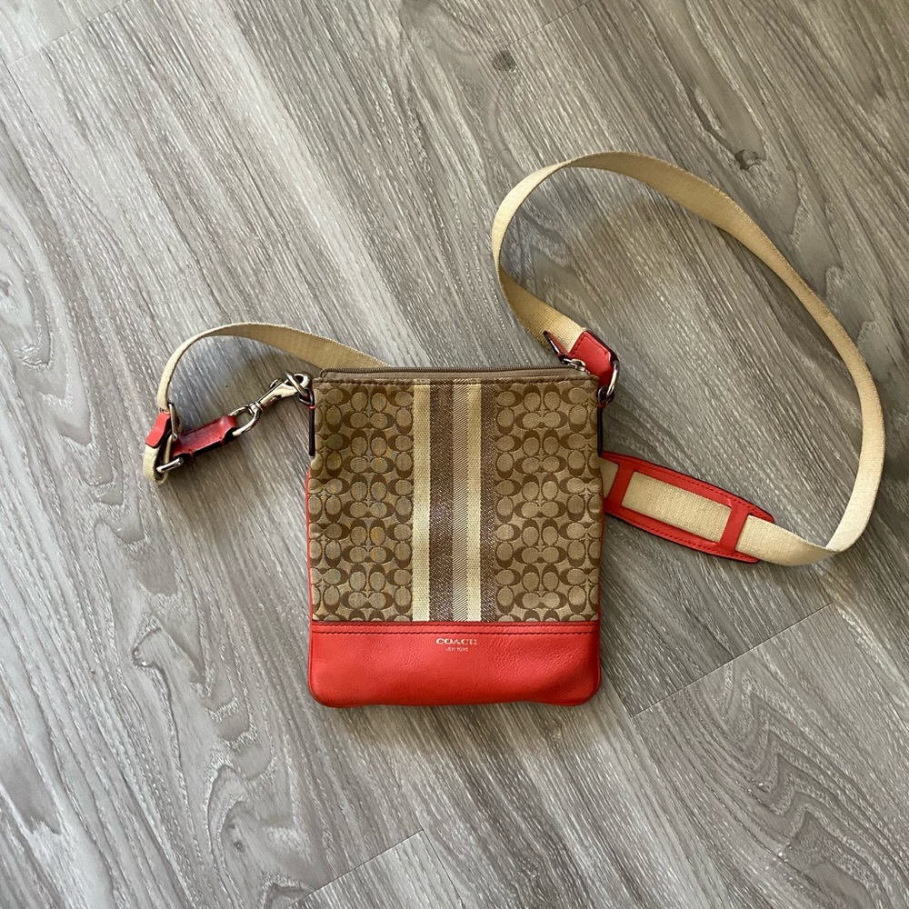 Coach canvas and leather crossbody purse
